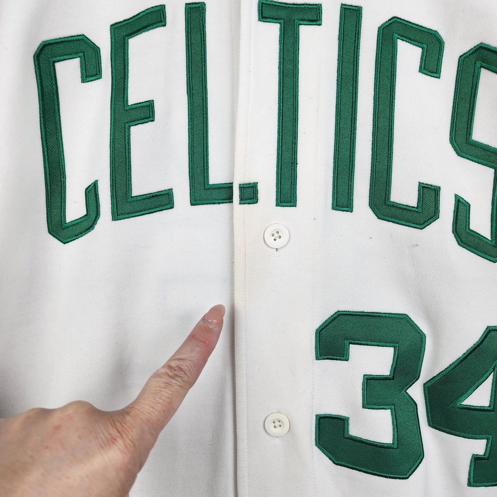 Nike Team Boston Celtics Paul Pierce 34 Jersey Mens 3XL White Green Button Up - Picture 7 of 11